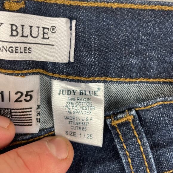 Judy Blue Womens Sz 1/25 Skinny Jeans Dark Wash Distressed Style #8327 - Picture 8 of 14